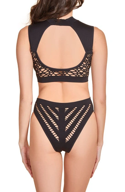 Hauty Seamless High Neck Bralette & Panties In Black