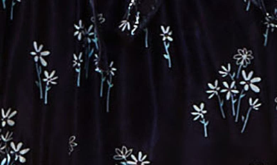 Shop Hauty Floral Print Satin Tie Front Bralette & Panties In Navy-blue