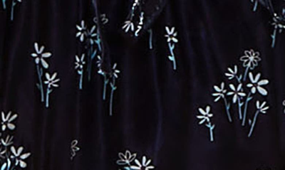 Hauty Floral Print Satin Tie Front Bralette & Panties In Navy-blue