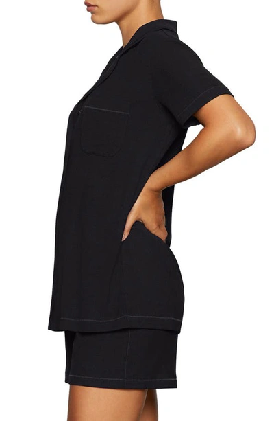 Skims Soft Lounge Ribbed Short Pajamas In Onyx