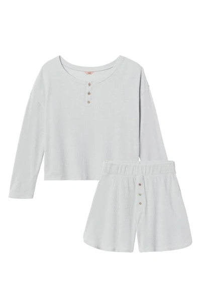 Eberjey Cozy Waffle Short Pajamas In Grey Stone