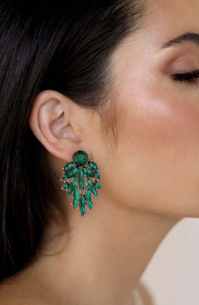 Ettika Crystal Chandelier Earrings In Green