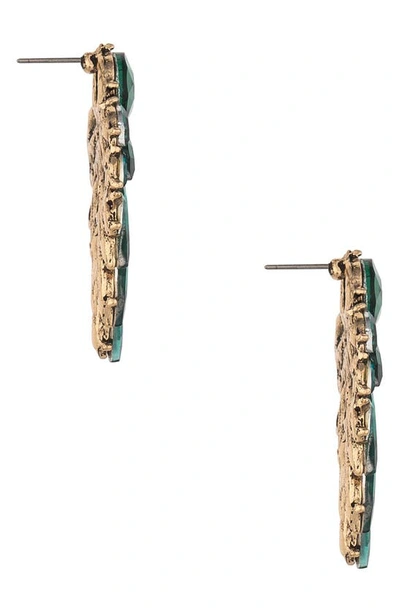 Ettika Crystal Chandelier Earrings In Green
