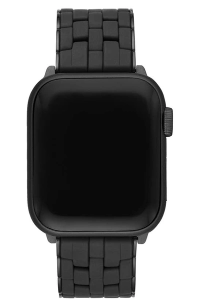 Michele Five-link Silicone-wrapped Bracelet Band For Apple Watch, Black In Black/black