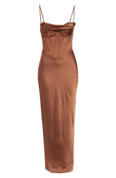 Shop House Of Cb Charmaine Corset Dress In Chocolate
