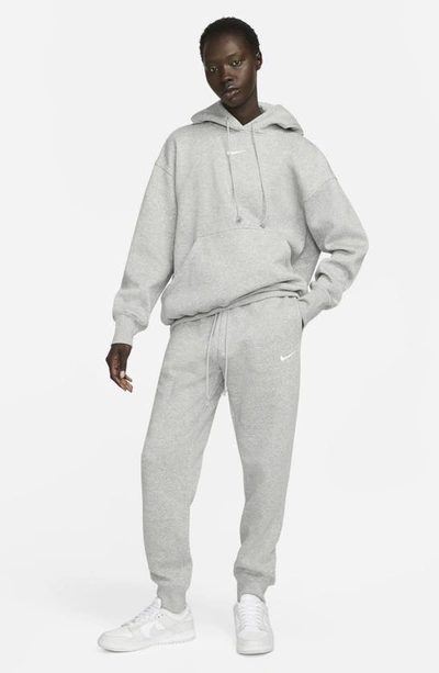 Shop Nike Sportswear Phoenix Fleece Sweatpants In Dark Grey Heather/ Sail