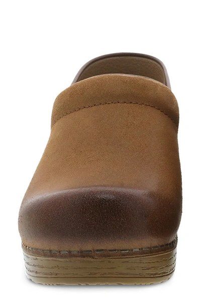 Shop Dansko Professional Clog In Tan Burnished Suede