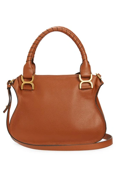 Chloé Marcie Small Double Carry Satchel Bag In Grained Leather In Tan