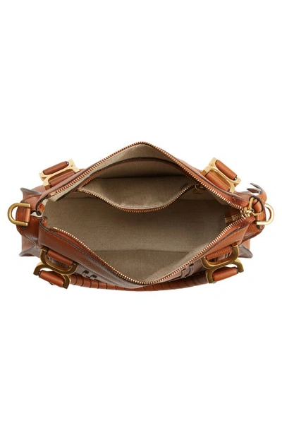 Chloé Marcie Small Double Carry Satchel Bag In Grained Leather In Tan