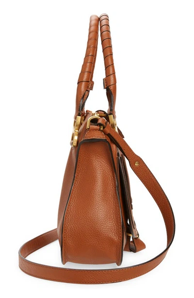 Chloé Marcie Small Double Carry Satchel Bag In Grained Leather In Tan