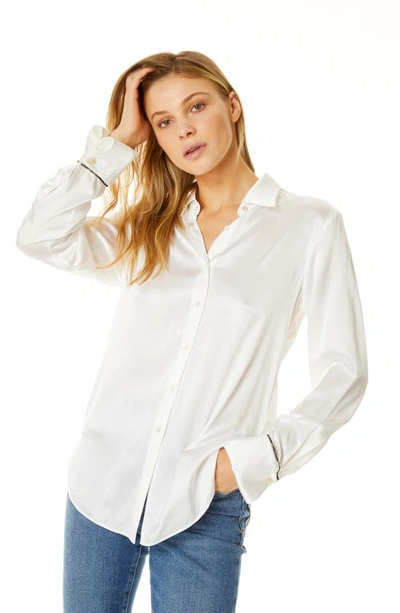 Shop Robert Graham Gabriella Silk Blend Shirt In White