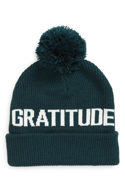 Shop Spiritual Gangster Gratitude Pom Pom Beanie In Pine