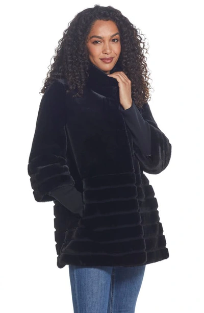 Gallery Water Resistant Faux Fur Jacket In Black