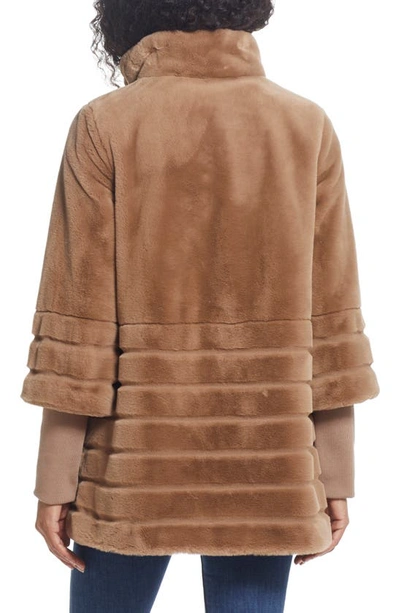 Gallery Water Resistant Faux Fur Jacket In Camel