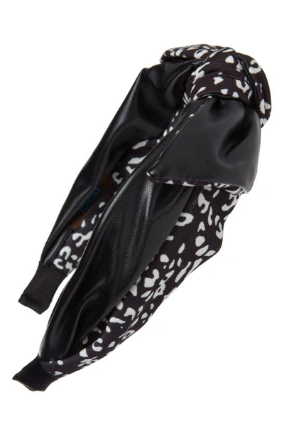 Shop Tasha Leopard Bow Headband In Black White