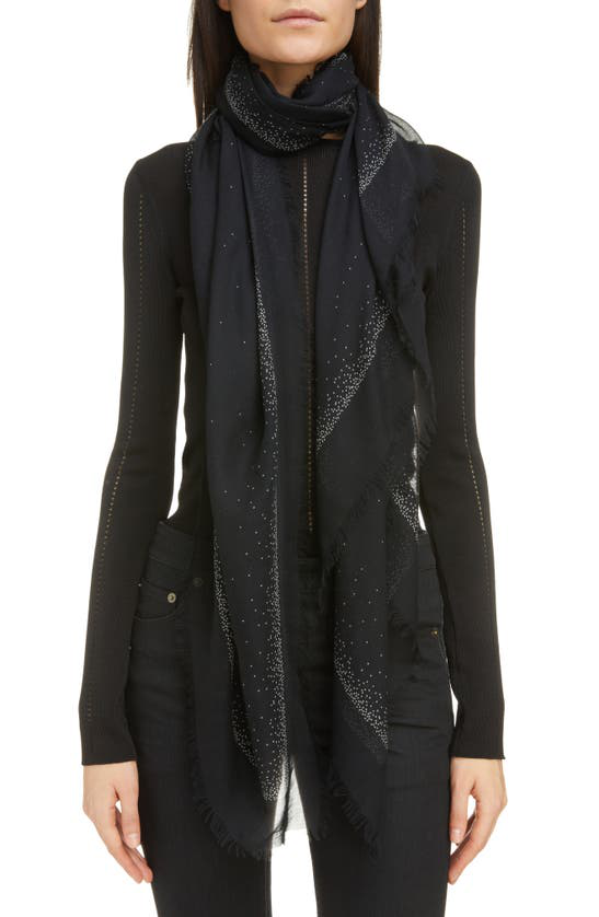 Saint Laurent logo-jacquard modal-blend scarf - Black