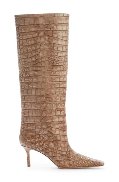 Shop Acne Studios Besquared Gemini Croc Embossed Pointed Toe Boot In Powder Pink