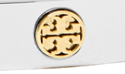 Shop Tory Burch Miller Hinge Bracelet In Tory Silver / Tory Gold