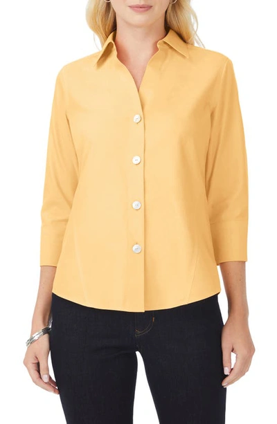 Shop Foxcroft Paige Button-up Blouse In Warm Sun