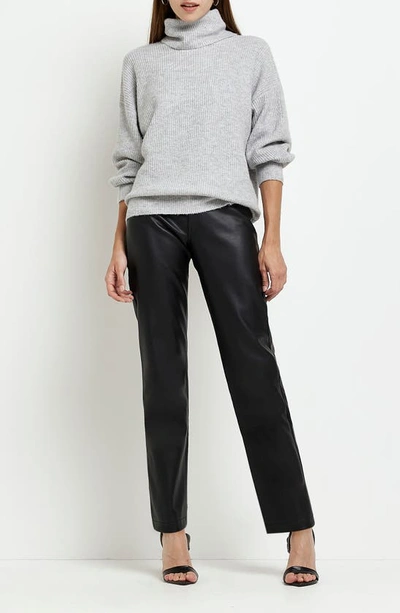 Shop River Island Heathered Turtleneck Sweater In Grey