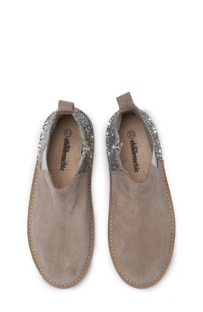Shop Childrenchic Kids' Glitter Chelsea Boot In Taupe