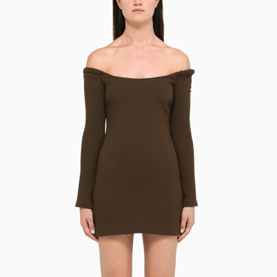 Shop Khaite | Brown Wool Mini Dress