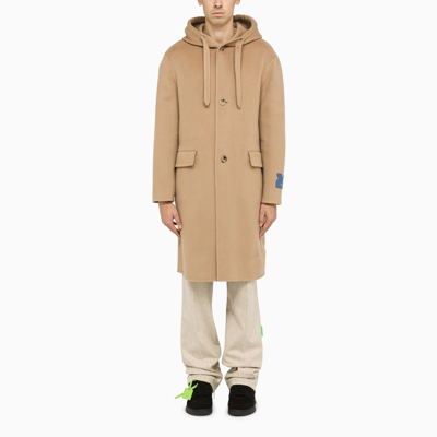 Shop Off-white Beige Cashmere Single-breasted Coat