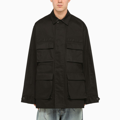 Shop Balenciaga Black Cotton Cargo Jacket