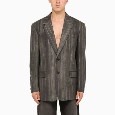 Shop Versace | Flannel Single-breasted Jacket In Black