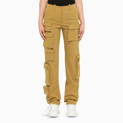Shop Off-white Green Cotton Cargo Trousers