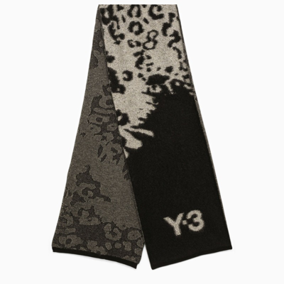 Shop Y-3 Adidas  | Black/white Animalier Scarf With Logo