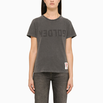 Shop Golden Goose Grey Cotton Golden T-shirt In Black