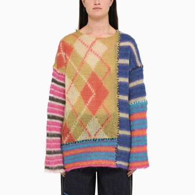 Shop Marni Mohair Patchwork Jumper In Multicolor