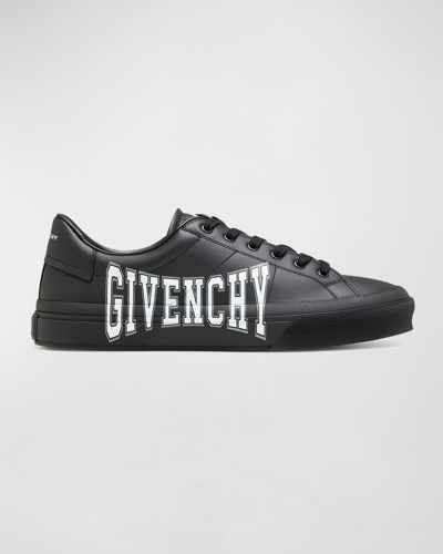 Shop Givenchy Men's City Sport Leather Low-top Sneakers In Black/white