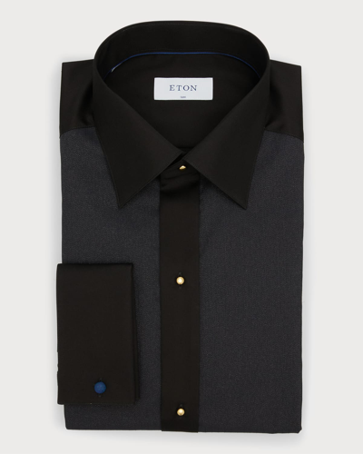 Shop Eton Men's Slim Fit Plissé Lurex Dress Shirt In Black