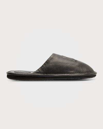 Shop Amiri Men's Ma-logo Leather Slippers In Black