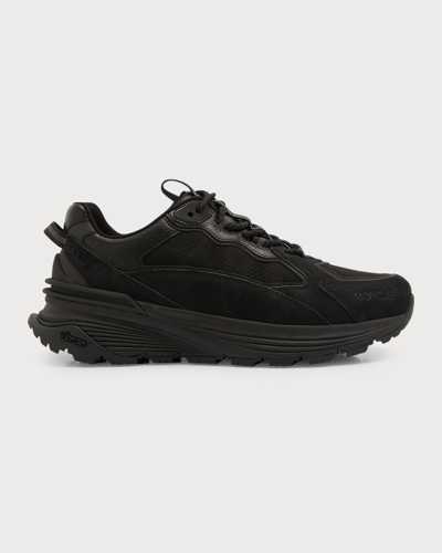 Shop Moncler Men's Lite Low-top Runner Sneakers In Black