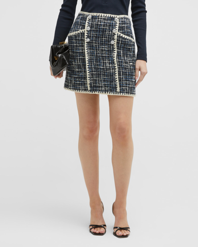 Shop Veronica Beard Medford Tweed Mini Skirt In Navy Multi