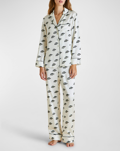 Shop Olivia Von Halle Lila Hydra Printed Satin Pajama Set