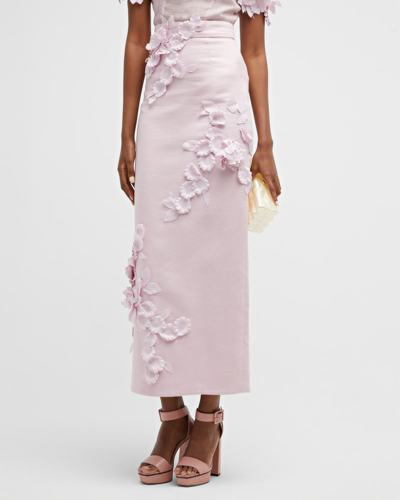 Shop Zimmermann High Tide Flower Midi Skirt In Lilac