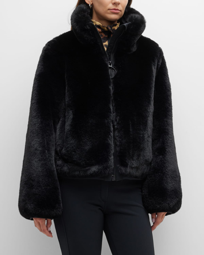 Shop Goldbergh Victoria Faux Fur Chubby Coat In Black