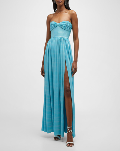Shop Bronx And Banco Florence Strapless Plisse Corset Gown In Light Blue