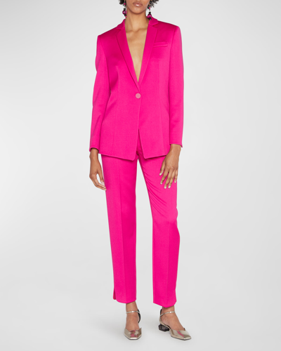 Shop Giorgio Armani Virgin Wool Tuxedo Blazer In Solid Medium Pink
