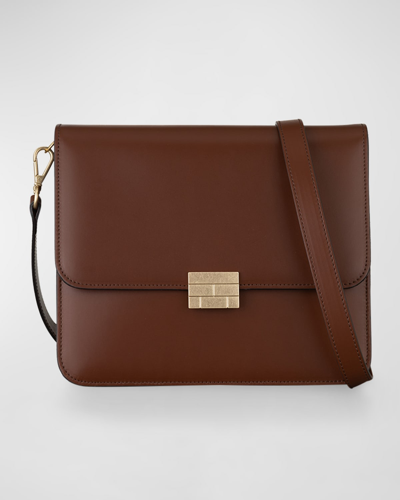 Shop Frame Le Signature Smooth Leather Crossbody Bag In Tobacco
