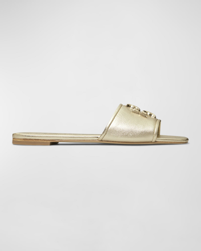 Shop Tory Burch Eleanor Flat Slide Sandals In Spark Gold Spark