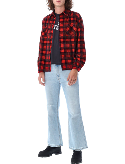 Shop Erl Corduroy Check Shirt In Red