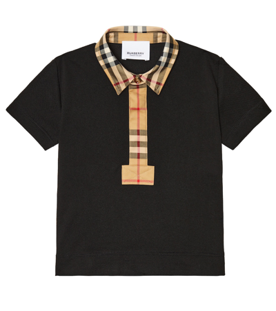 Shop Burberry Baby Vintage Check Cotton Polo Shirt In Black