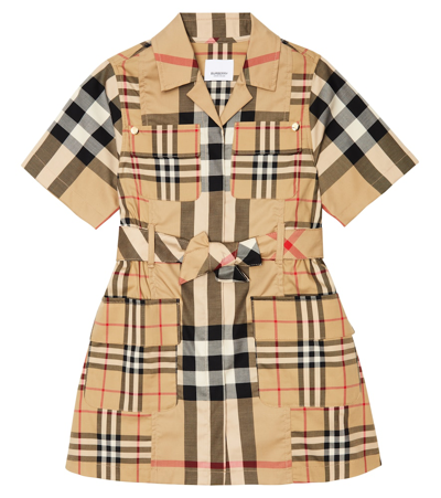 Shop Burberry Vintage Check Shirt Dress In Archive Beige Ip Chk