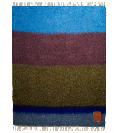 Shop Loewe Anagram Striped Wool-blend Blanket