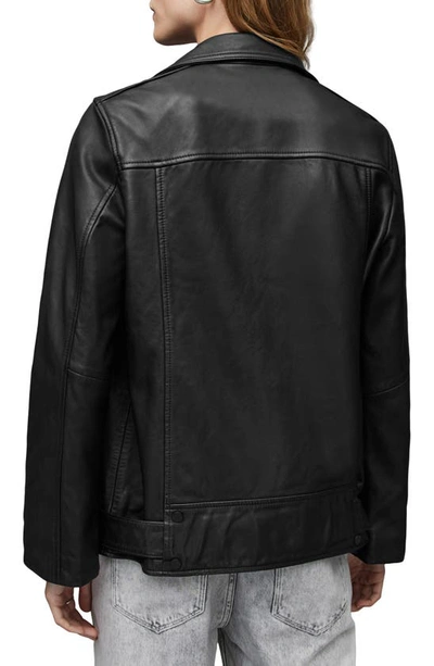 Shop Allsaints Billie Oversize Leather Biker Jacket In Black